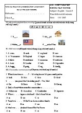 Đề kiểm tra giữa học kỳ 1 môn Tiếng Anh Lớp 5 - Năm học 2015-2016 - Trường TH Hải An